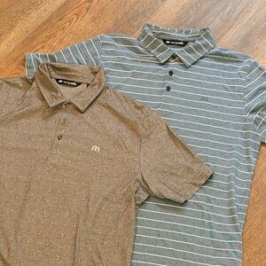 TWO Travis Mathew Golf Polo Shirt Men size Large L set of 2 Short Sleeve cotton